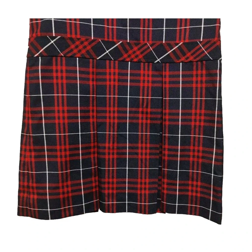 PARKER UNIFORM Girls Sz 10 Red & Blue Plaid‎ Pleated Jumper Dress Private School